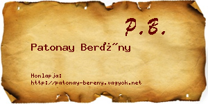 Patonay Berény névjegykártya